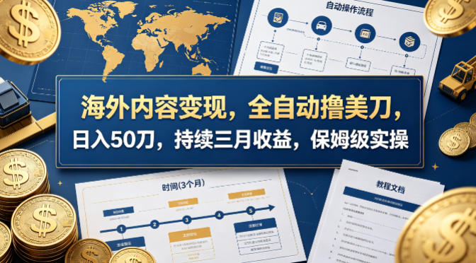 海外内容变现，全自动撸美刀，日入50刀，持续三月收益，保姆级实操【揭秘】-自媒小站网创副业站