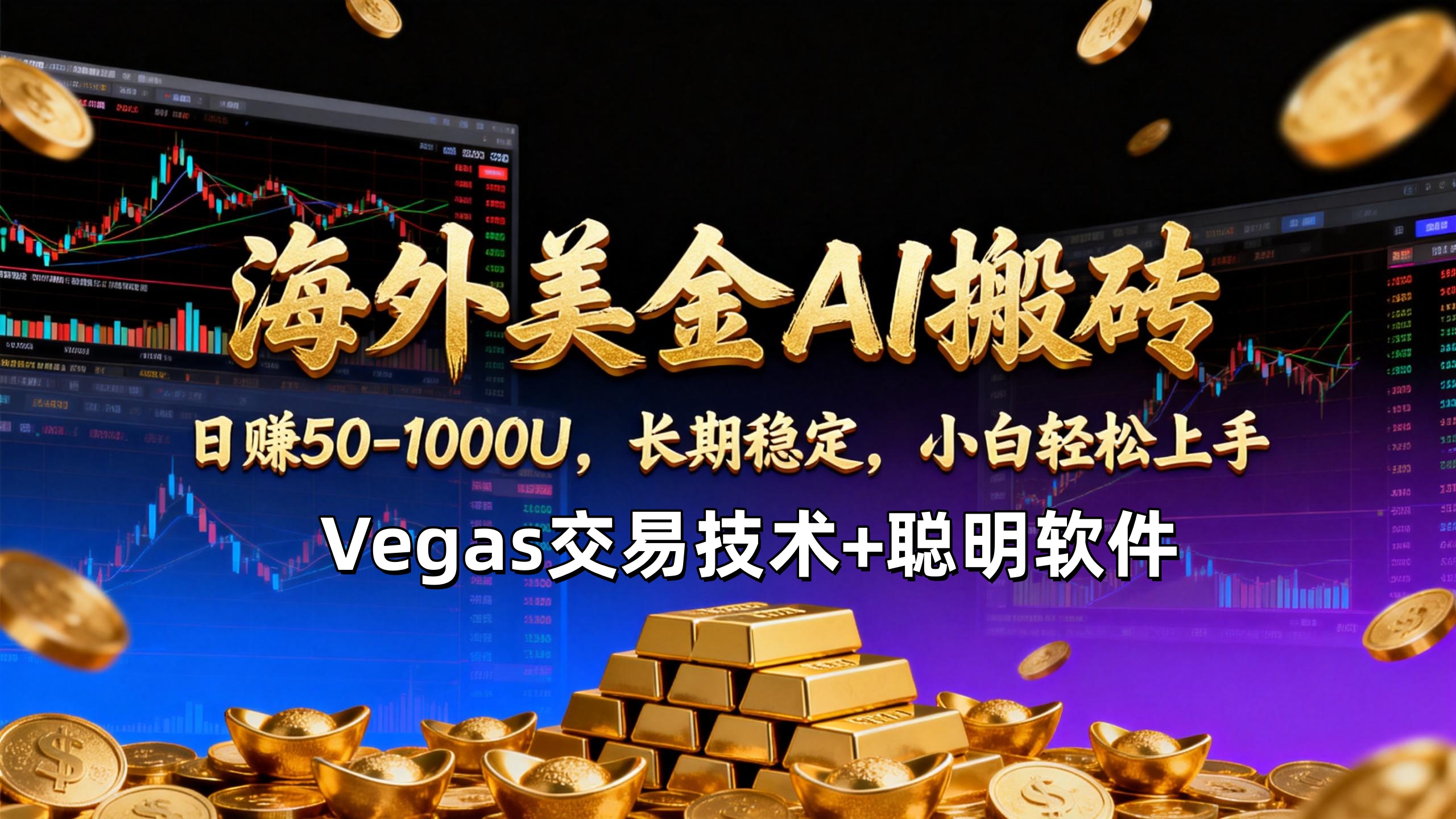【海外美金AI搬砖】Vegas交易技术+聪明软件，日赚50-1000U，长期稳定，小白轻松上手。-自媒小站网创副业站