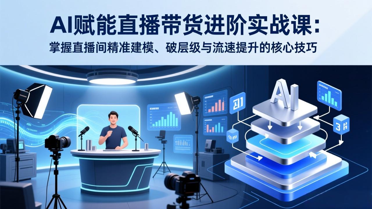 AI赋能直播带货进阶实战课:掌握直播间精准建模、破层级与流速提升的核心技巧-自媒小站网创副业站