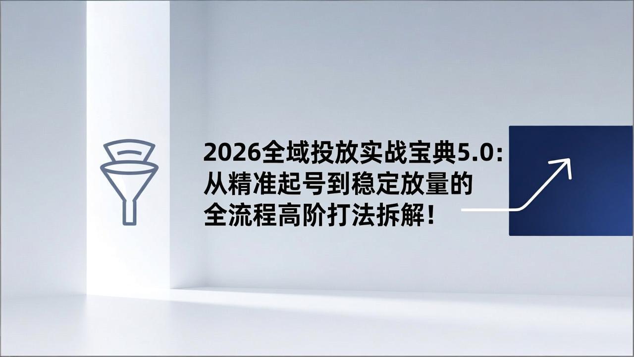2026全域投放实战宝典5.0：从精准起号到稳定放量的全流程高阶打法拆解！-自媒小站网创副业站