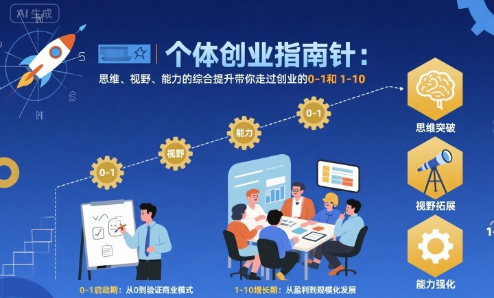 个体创业指南针，思维、视野、能力的综合提升带你走过创业的0-1和1-10【音频】-自媒小站网创副业站