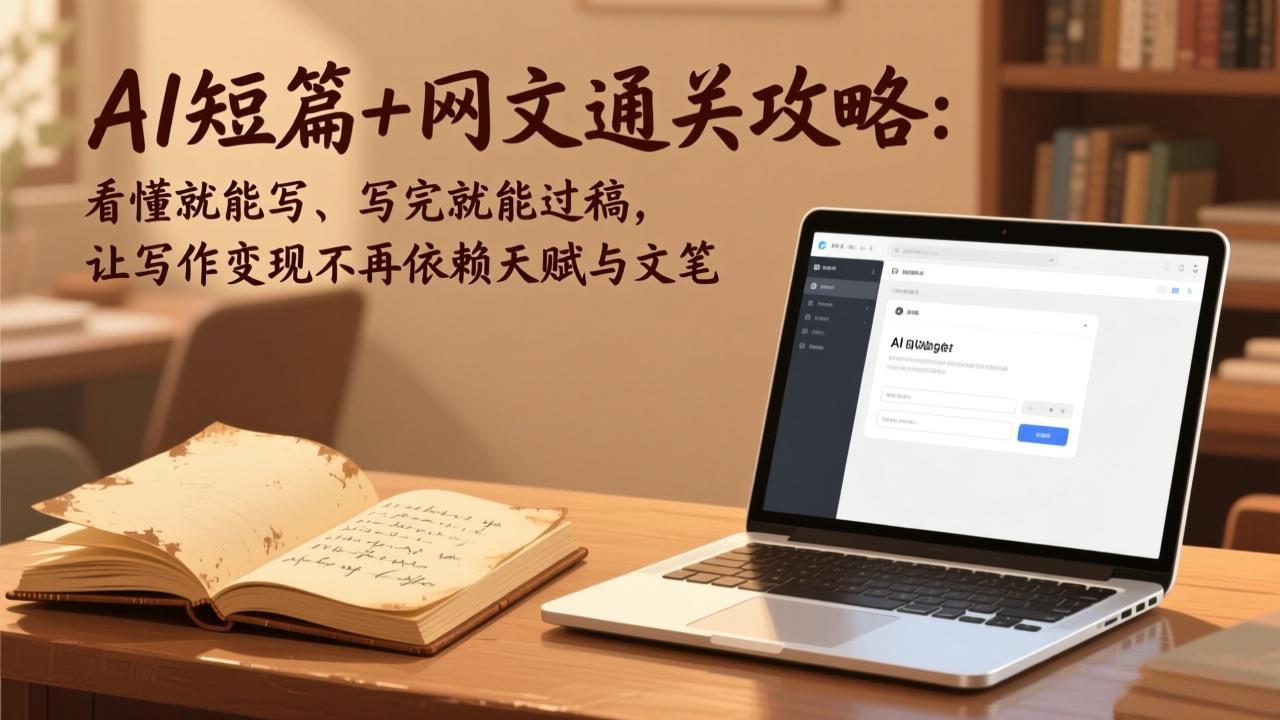 AI短篇+网文通关攻略：看懂就能写、写完就能过稿，让写作变现不再依赖天赋与文笔-自媒小站网创副业站