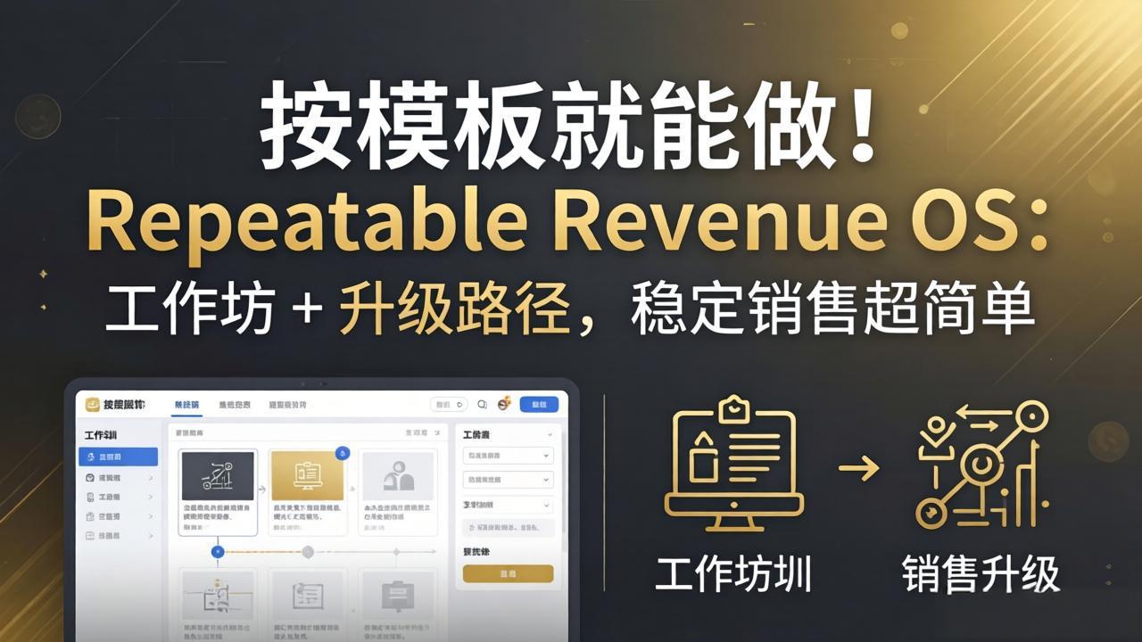 按模板就能做！Repeatable Revenue OS：工作坊 + 升级路径，稳定销售超简单-自媒小站网创副业站