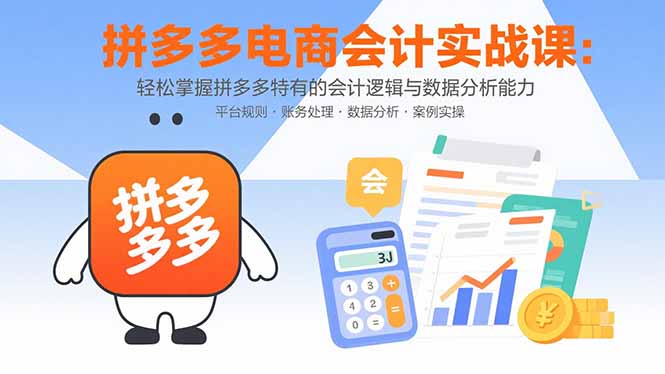 拼多多电商会计实战课：轻松掌握拼多多特有的会计逻辑与数据分析能力-自媒小站网创副业站