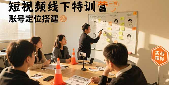 短视频线下特训营：账号定位搭建/口播号拍摄剪辑/直播间流量入口/变现实战-自媒小站网创副业站