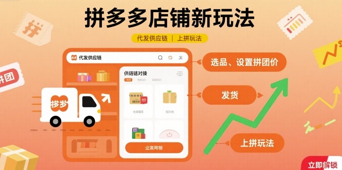 拼多多店铺新玩法，代发供应链上拼玩法-自媒小站网创副业站