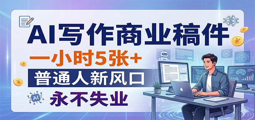 AI写作商业稿件，一小时5张+，普通人新风口，永不失业-自媒小站网创副业站