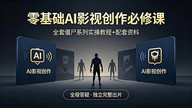 零基础AI影视创作必修课，全套僵尸系列实操教程加配套资料，全程答疑带你独立完整出片-自媒小站网创副业站
