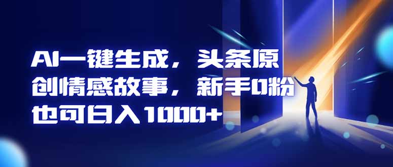 AI一键生成，头条原创情感故事，新手0粉也可日入1000+-自媒小站网创副业站