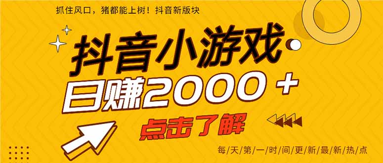 2025年爆火的抖音小游戏项目，一部手机日入2000+-自媒小站网创副业站