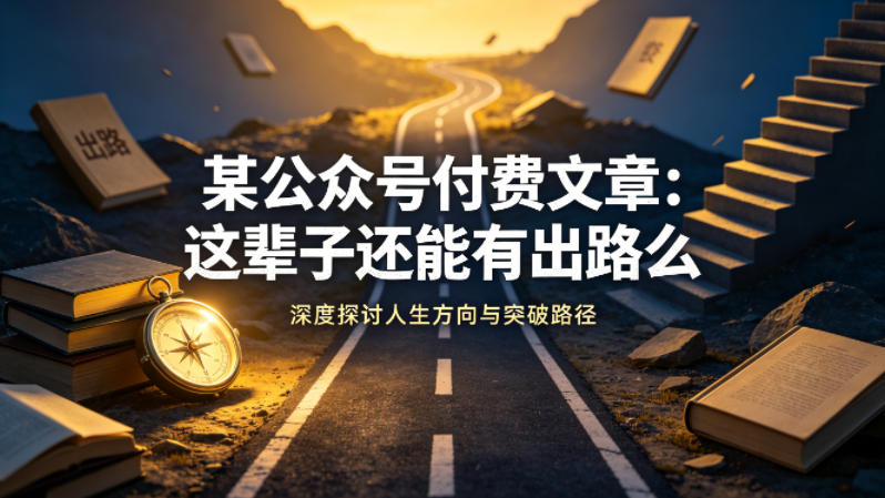 某公众号付费文章：这辈子还能有出路么-自媒小站网创副业站