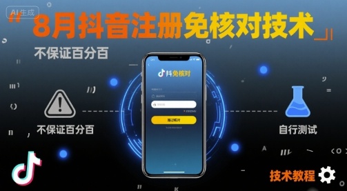 8月抖音注册免核对技术，不保证百分百，自测-自媒小站网创副业站