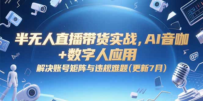 半无人直播带货实战，AI音咖+数字人应用 解决账号矩阵与违规难题(更新7月-自媒小站网创副业站