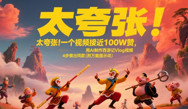 太夸张！一个视频接近100W赞，用AI制作西游记Vlog视频，全流程拆解来了(附万能提示词)-自媒小站网创副业站