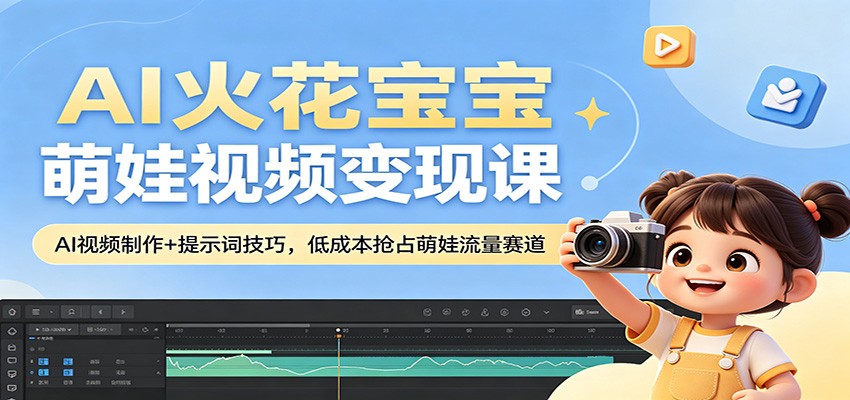 AI火花宝宝萌娃视频变现课：AI视频制作+提示词技巧，低成本抢占萌娃流量赛道-自媒小站网创副业站