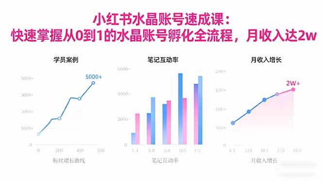 2025小红书水晶账号速成课：快速掌握从0-1水晶账号孵化全流程，月收入达2w-自媒小站网创副业站