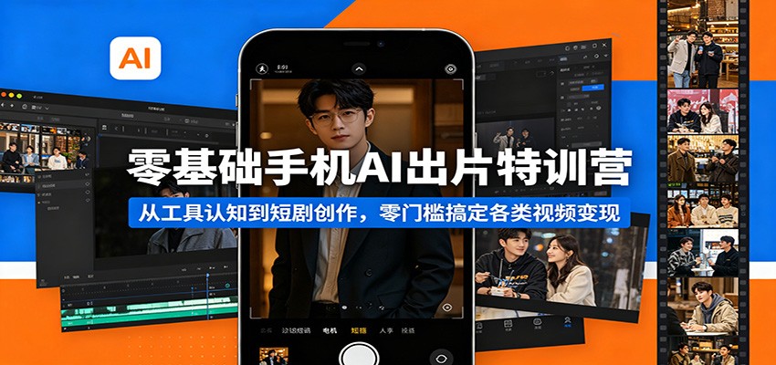 零基础手机AI出片特训营：从工具认知到短剧创作，零门槛搞定各类视频变现-自媒小站网创副业站