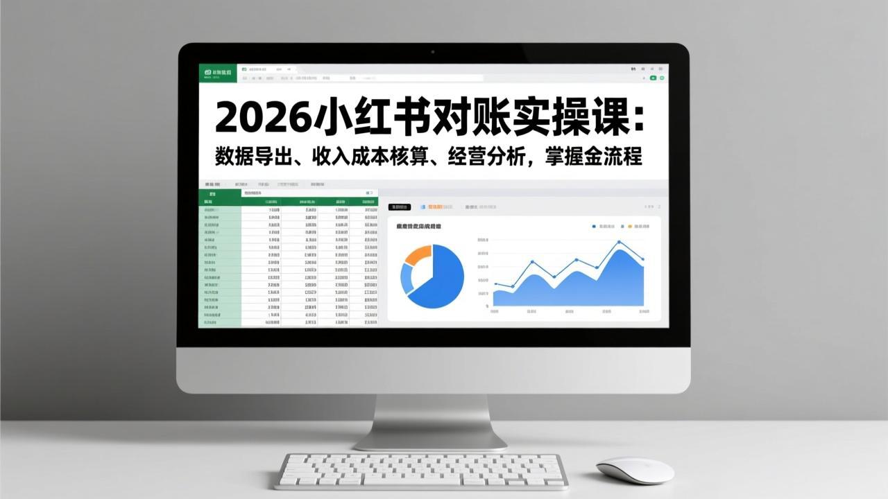 2026小红书对账实操课：数据导出、收入成本核算、经营分析，掌握全流程-自媒小站网创副业站