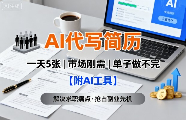 AI代写简历，一天5张，今年找工作难，市场刚需，单子做不完【附AI工具】-自媒小站网创副业站