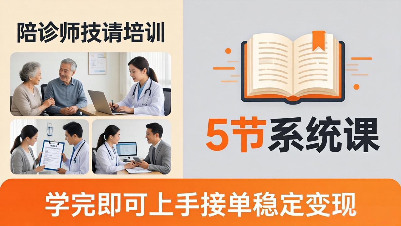想做陪诊师不知从何下手？5节系统课教你掌握核心技能，学完即可上手接单稳定变现-自媒小站网创副业站