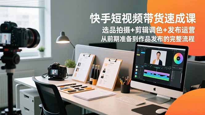 快手短视频带货速成课，选品拍摄+剪辑调色+发布运营，从前期准备到作品发布的完整流程-自媒小站网创副业站