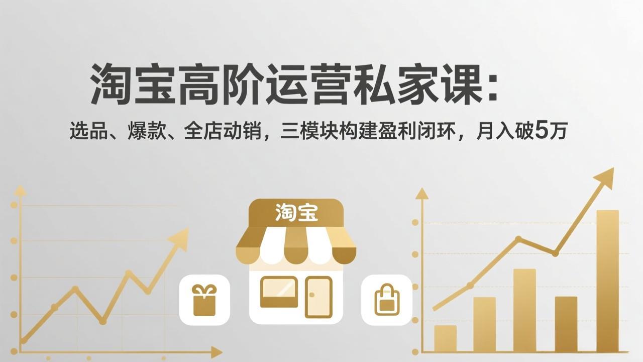 淘宝高阶运营私家课：选品、爆款、全店动销，三模块构建盈利闭环，月入破5万(更新26年2月-自媒小站网创副业站