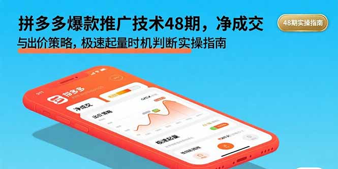 拼多多爆款推广技术48期，净成交与出价策略，极速起量时机判断实操指南-自媒小站网创副业站