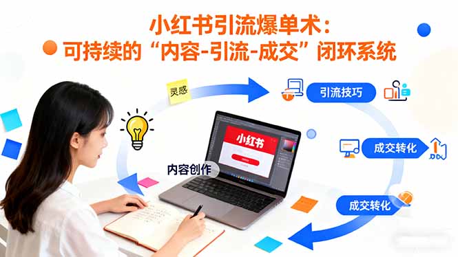 小红书引流爆单术：构建一套低成本 可持续的“内容-引流-成交”闭环系统-自媒小站网创副业站