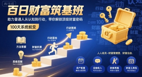 百日财富筑基班，助力普通人从认知到行动，带你解锁顶级财富密码-自媒小站网创副业站