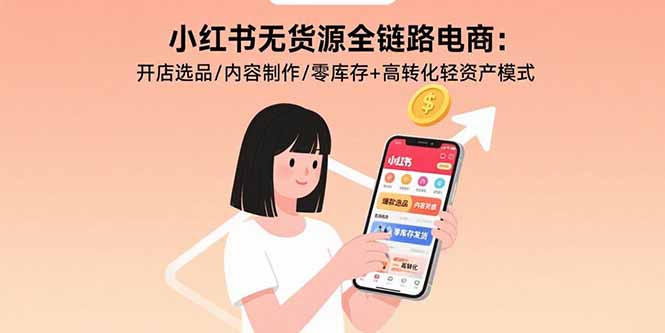 小红书无货源全链路电商：开店选品/内容制作/零库存+高转化轻资产模式-自媒小站网创副业站