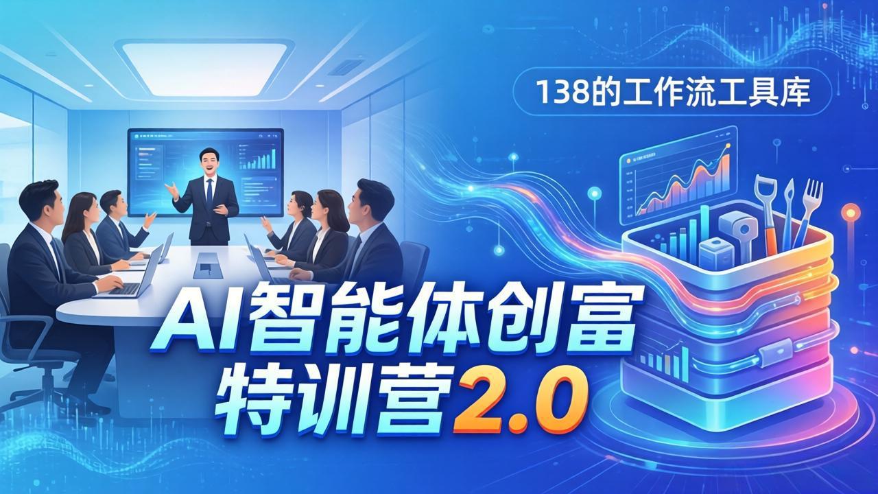 AI智能体创富训练营2.0：3天闭门直播+视频课+工具库，从0到1搭建智能体附138个工作流-自媒小站网创副业站