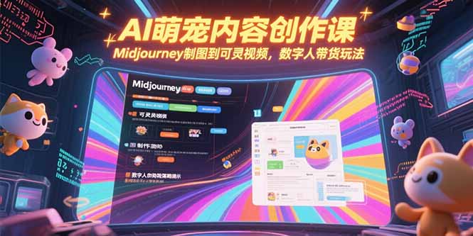 AI萌宠内容创作课，Midjourney制图到可灵视频，数字人带货玩法-自媒小站网创副业站
