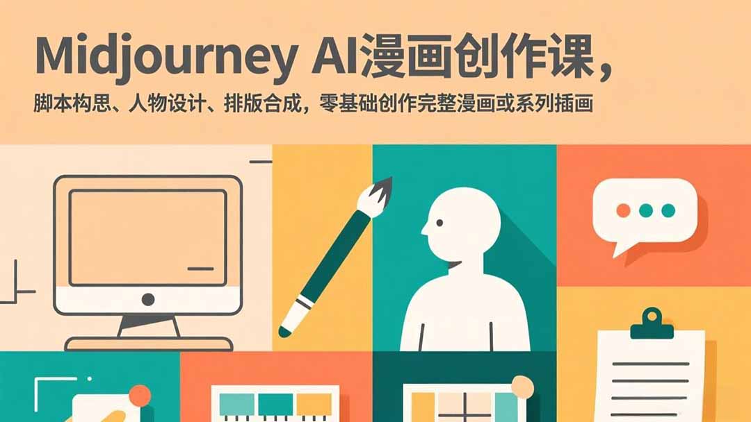 Midjourney AI漫画创作课，脚本构思、人物设计、排版合成，零基础创作完整漫画或系列插画-自媒小站网创副业站