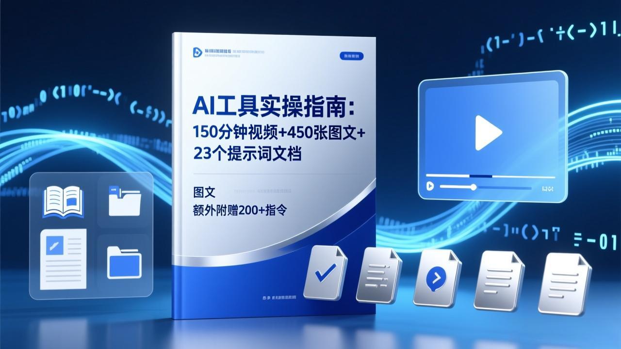 AI工具实操指南：150分钟视频+450张图文+23个提示词文档，额外附赠200+指令-自媒小站网创副业站