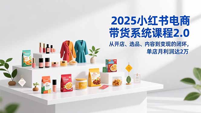2025小红书电商带货系统课程2.0，从开店、选品、内容到变现的闭环，单店月利润达2万-自媒小站网创副业站