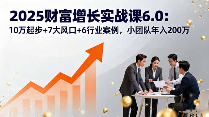 2025财富增长实战课6.0：10万起步+7大风口+6行业案例，小团队年入200万-自媒小站网创副业站