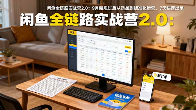 闲鱼全链路实战营2.0：9月新规过后从选品到标准化运营，7天快速出单-自媒小站网创副业站