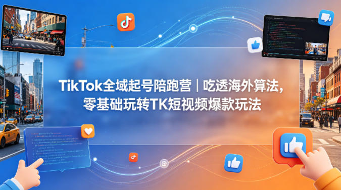 TikTok全域起号陪跑营｜吃透海外算法，零基础玩转TK短视频爆款玩法-自媒小站网创副业站