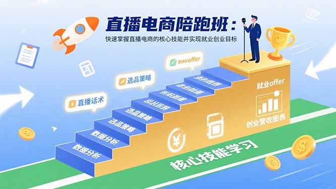 直播电商陪跑班：快速掌握直播电商的核心技能并实现就业/创业目标-自媒小站网创副业站