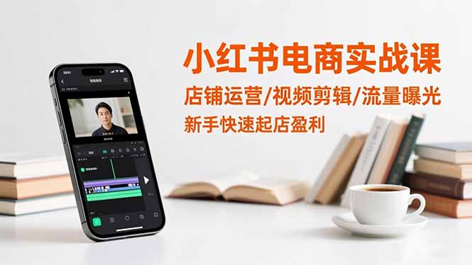 小红书电商实战课：店铺运营/视频剪辑/流量曝光，新手快速起店盈利-自媒小站网创副业站