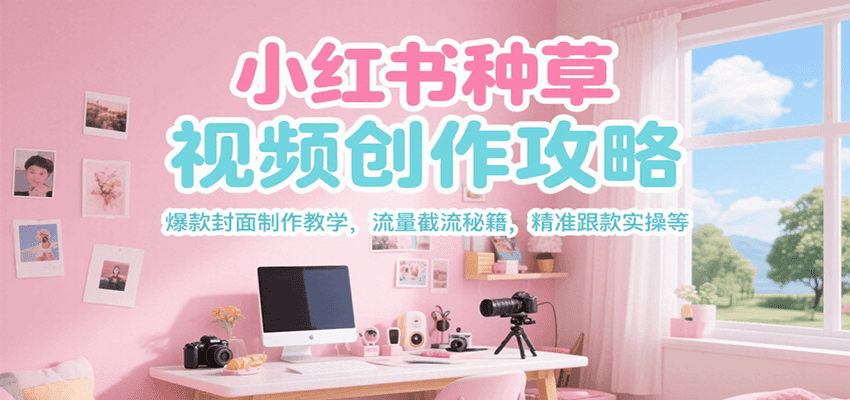 小红书种草视频创作攻略，爆款封面制作教学 ，流量截流秘籍 ，精准跟款实操等-自媒小站网创副业站
