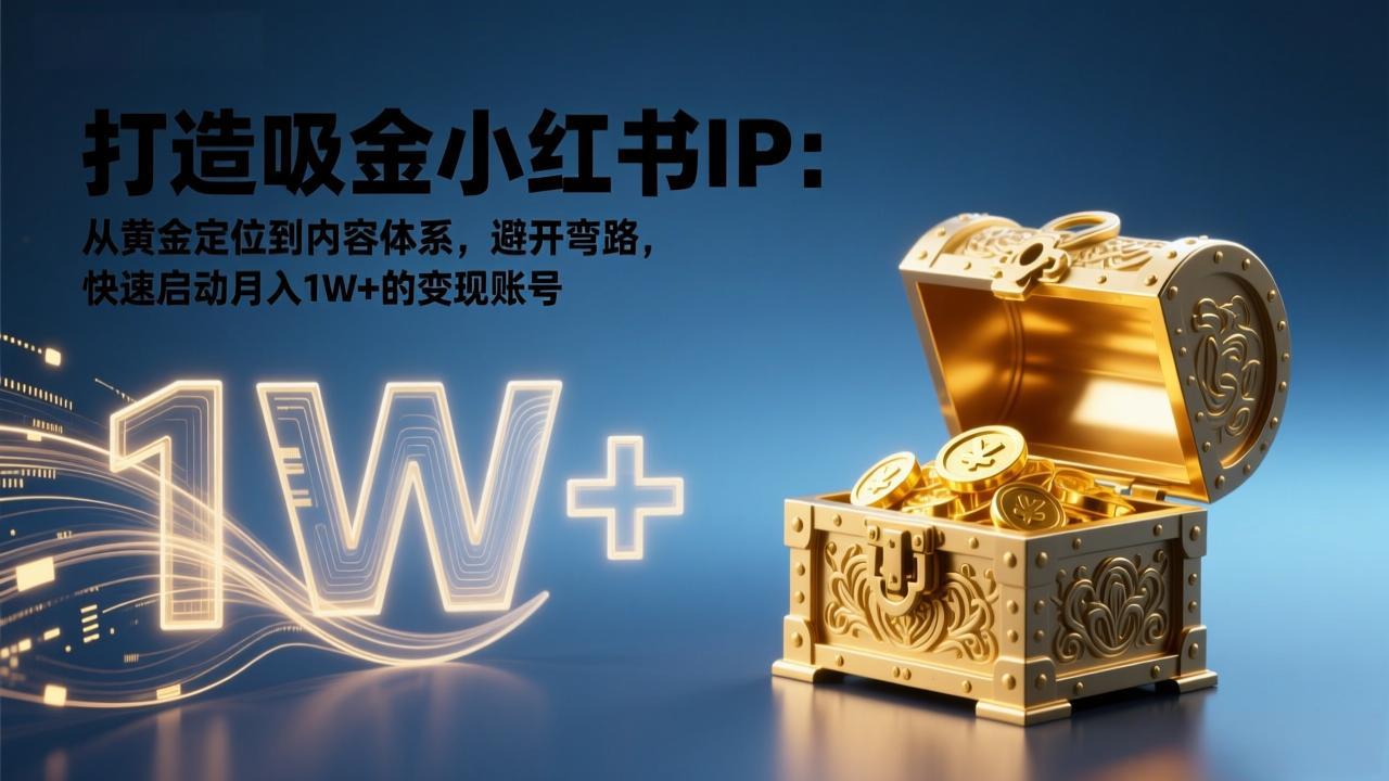 打造吸金小红书IP：从黄金定位到内容体系，避开弯路，快速启动月入1W+的变现账号-自媒小站网创副业站