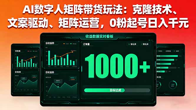 AI数字人矩阵带货玩法：克隆技术、文案驱动、矩阵运营，0粉起号日入千元-自媒小站网创副业站
