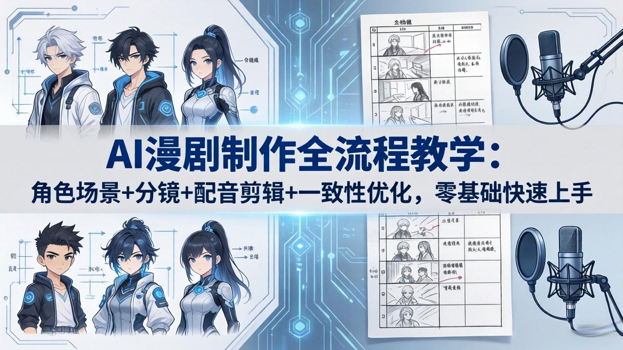 AI漫剧制作全流程教学：角色场景+分镜+配音剪辑+一致性优化，零基础快速上手-自媒小站网创副业站