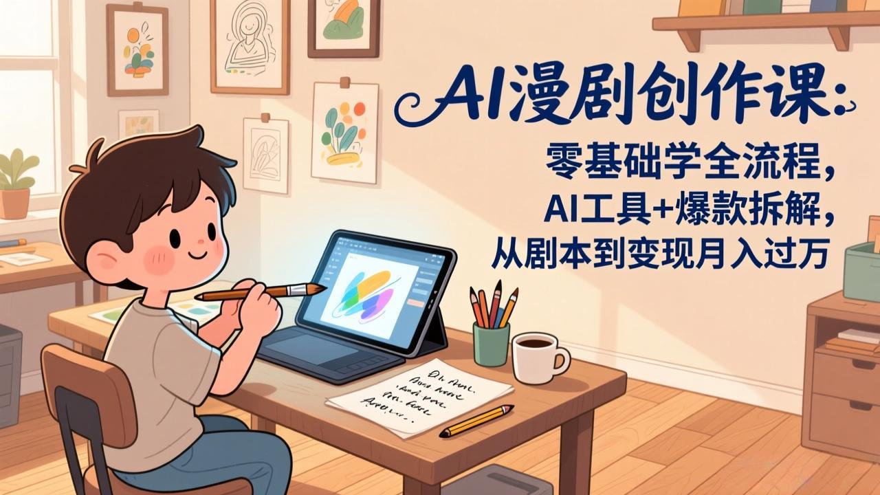 AI漫剧创作课：零基础学全流程，AI工具+爆款拆解，从剧本到变现月入过万-自媒小站网创副业站