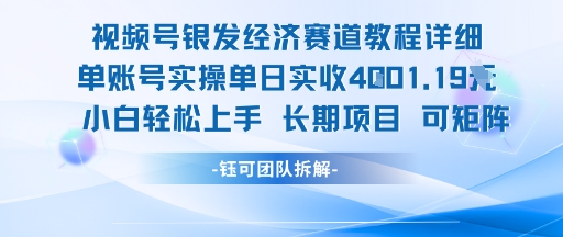 视频号银发经济赛道单账号实操单日实收1k+，小白轻松上手长期项目-自媒小站网创副业站