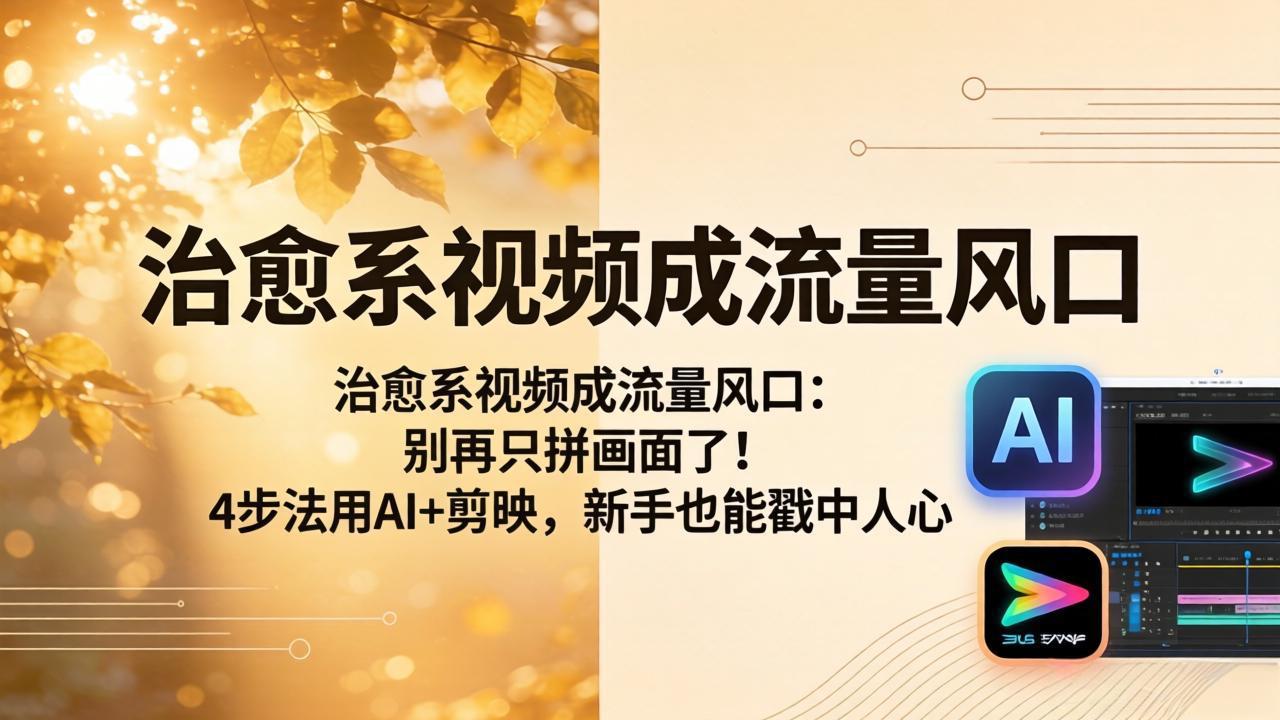 治愈系视频成流量风口：别再只拼画面了！4步法用AI+剪映，新手也能戳中人心-自媒小站网创副业站