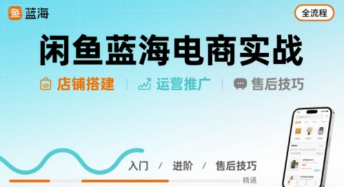 闲鱼蓝海电商实战，店铺搭建运营售后全流程-自媒小站网创副业站