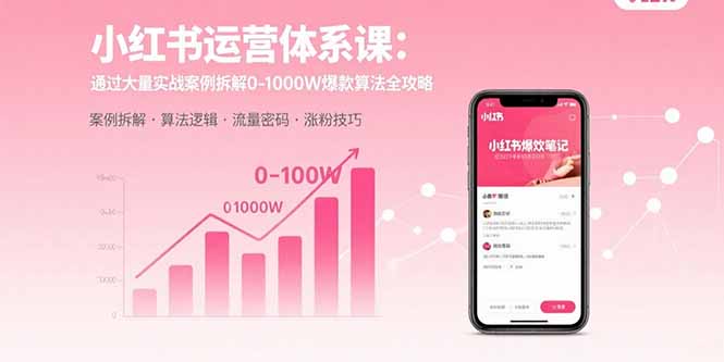 小红书运营体系课：通过大量实战案例拆解0-1000W爆款算法全攻略-自媒小站网创副业站