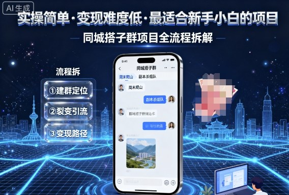 实操简单，变现难度低，最适合新手小白做的项目，每天轻松收入3张，同城搭子群项目全流程拆解-自媒小站网创副业站